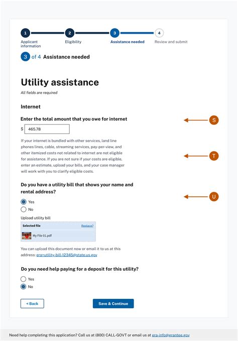 Billing Assistance Page.